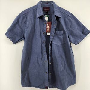 Alesbury Men's Navy Blue Medium Garment Dye Denim Short Sleeve Shirt NWT
